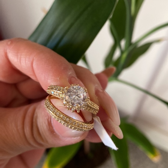 14k Solid Yellow Gold Engagement Ring Wedding Band - Picture 11 of 14